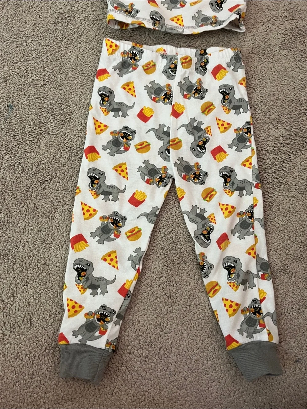 Swiggles White & Gray Dino and Pizza Kids Pajama Set